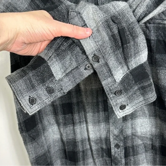 Aritzia Wilfred Free Black Grey Long‎ Sleeve Cotton Shirtdress Size XXS Dress - Picture 4 of 9